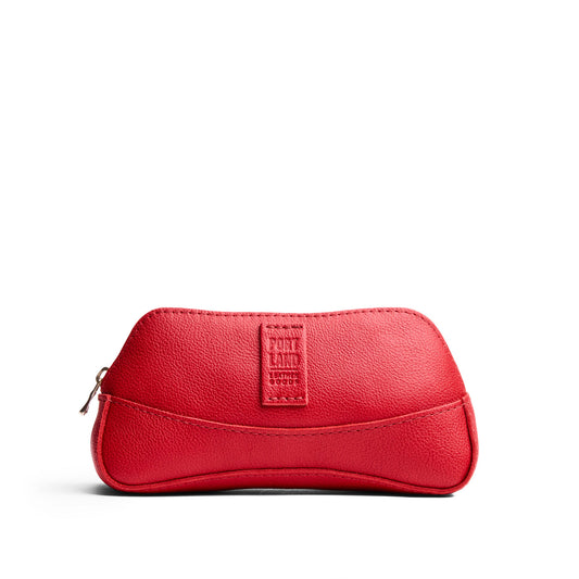 Cherry | Handmade leather makeup bag pouch with top zipper