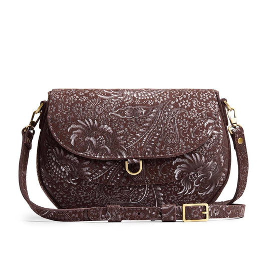 Sepia*Large | Petite leather Crossbody with a flap and magnetic closure