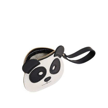 Black | Panda-shaped pouch with zipper opening and wristlet