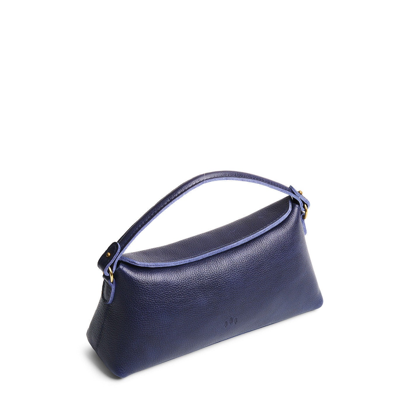 Cobalt | Leather bowler bag with magnetic closure against a white background