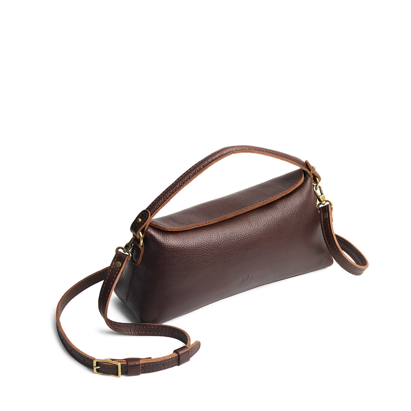 Coldbrew | Leather bowler bag with magnetic closure against a white background