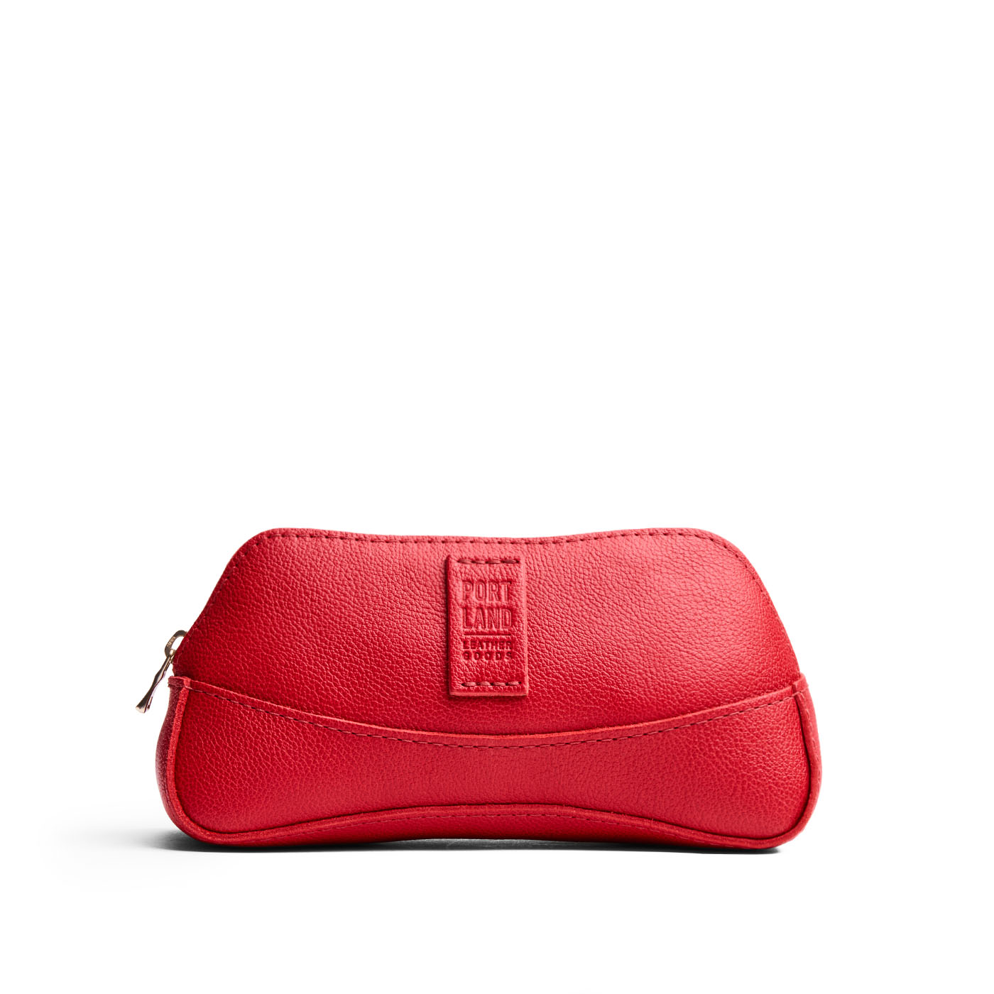 Cherry | Handmade leather makeup bag pouch with top zipper