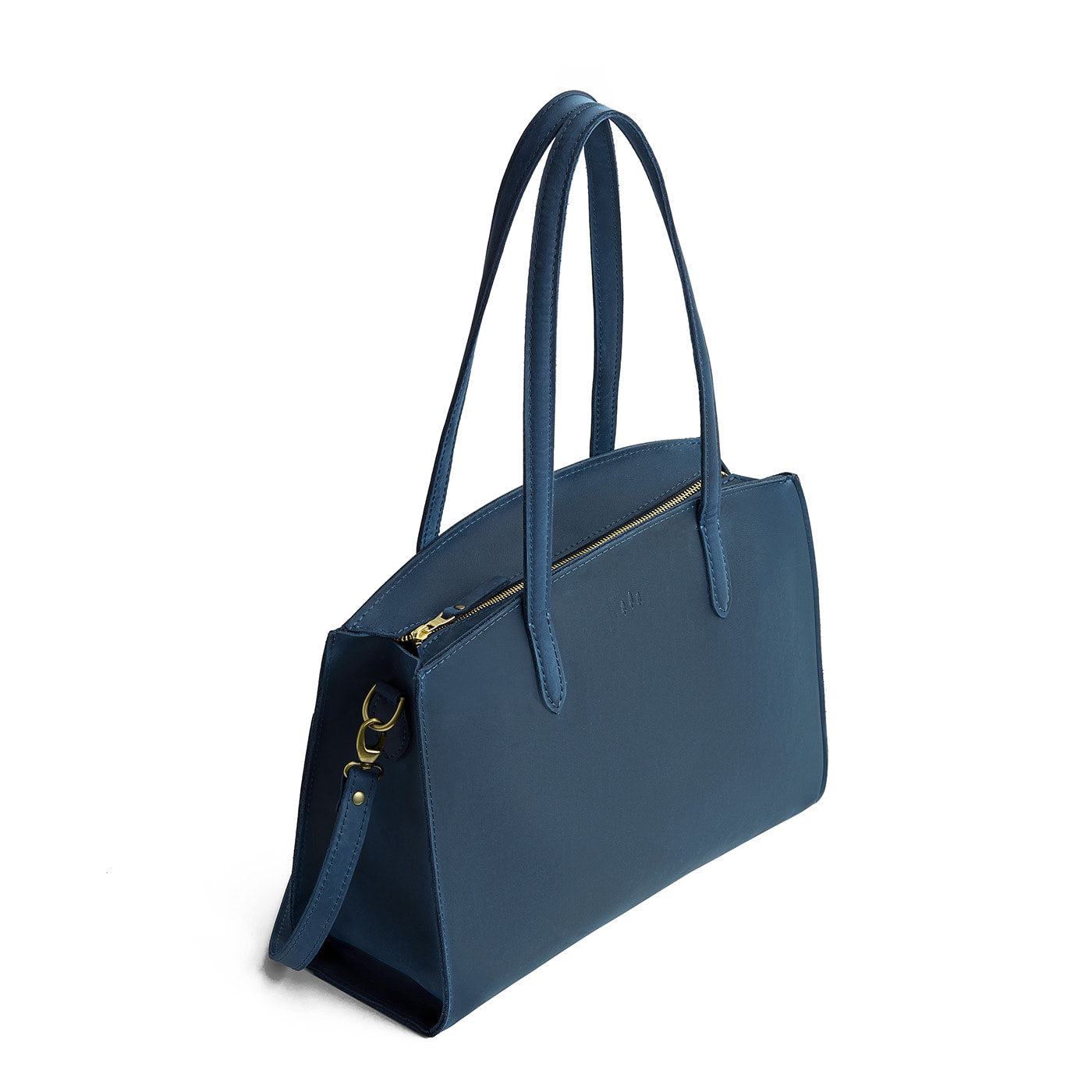 Deep Water*Large | Leather tote bag with handles, adjustable crossbody strap, zipper top, and two back pockets
