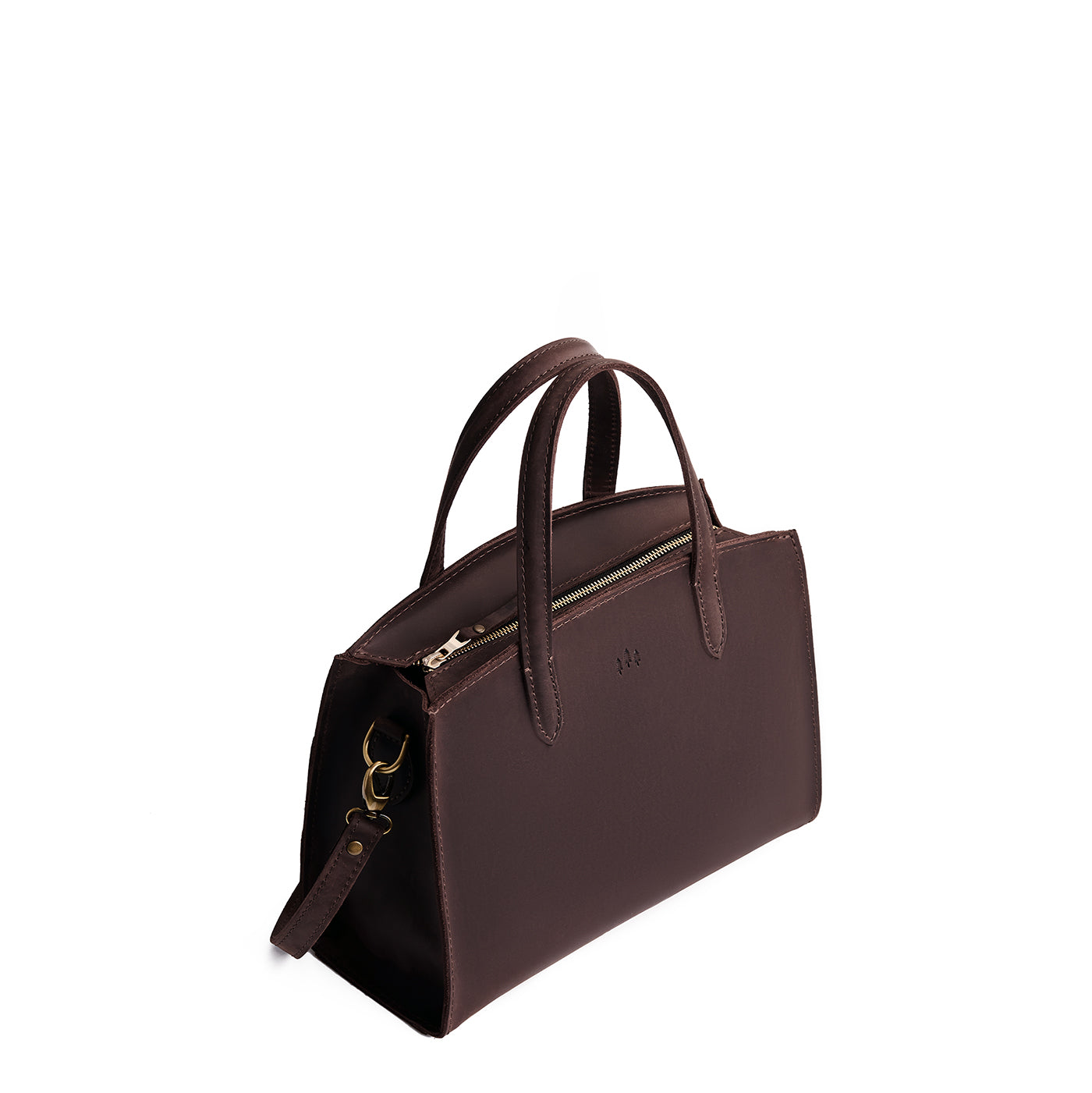 Moose*Medium | Leather tote bag with handles, adjustable crossbody strap, zipper top, and two back pockets