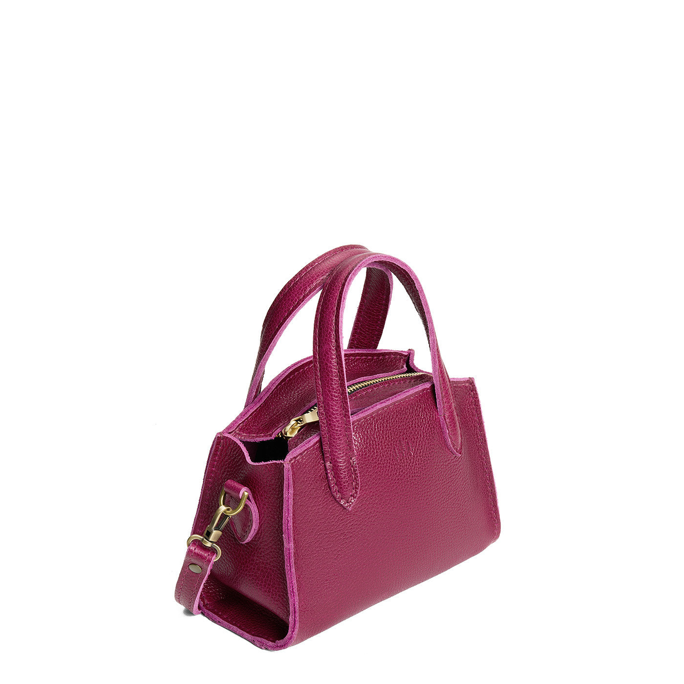 Orchid*Mini | Leather tote bag with handles, adjustable crossbody strap, zipper top, and a back pocket