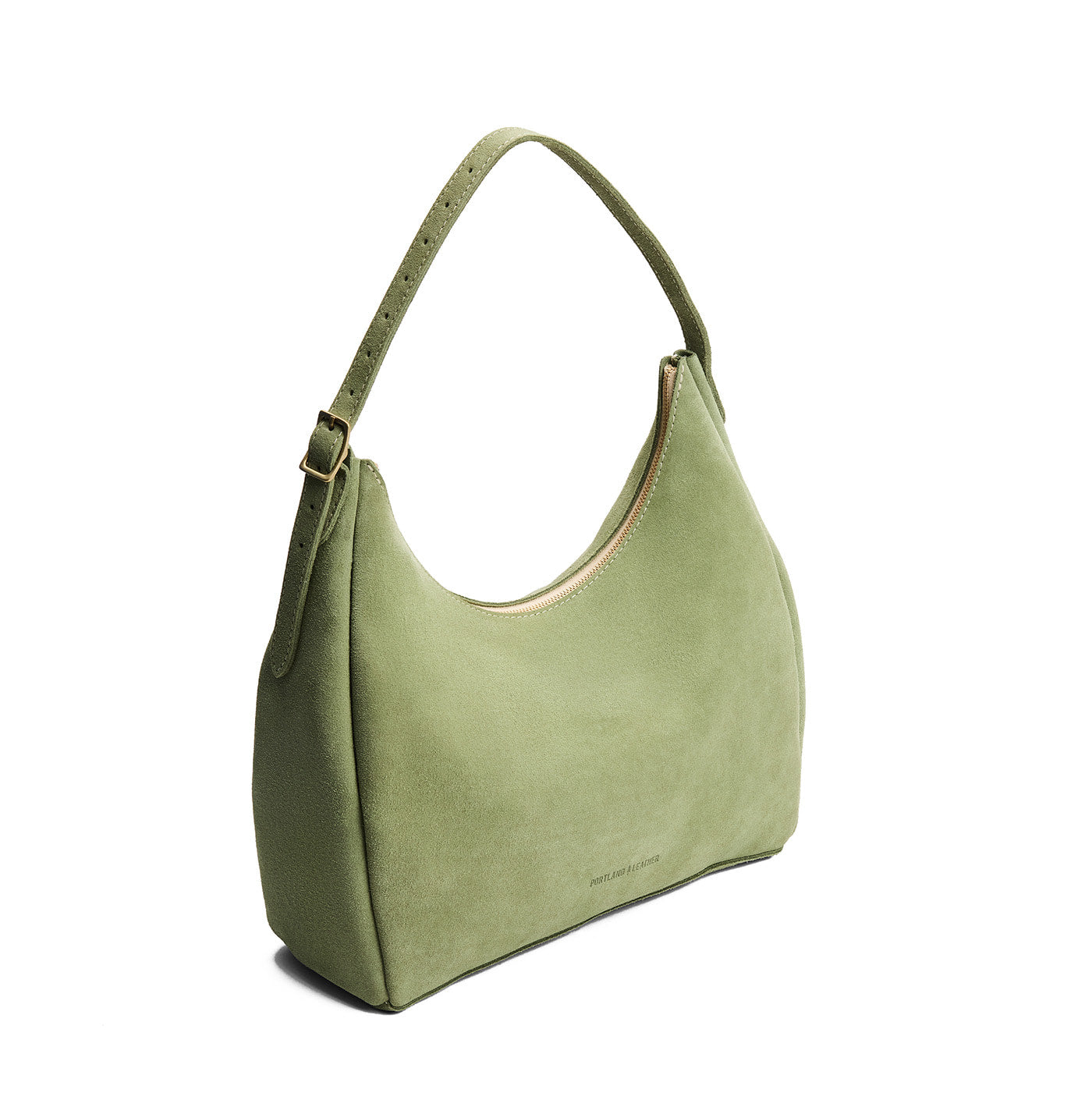 Laurel*Large | U-shaped, flat-bottomed leather shoulder bag with adjustable strap