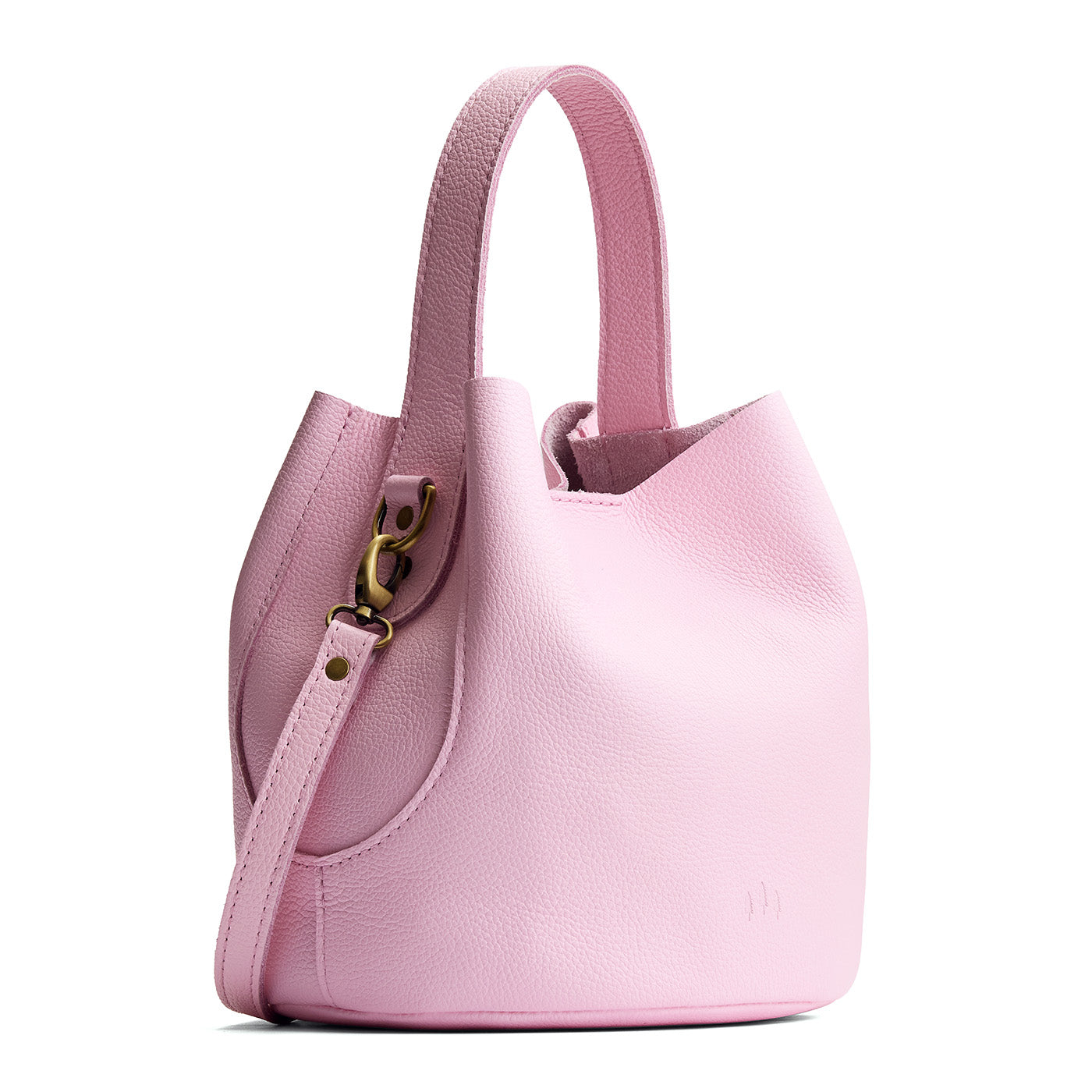 Pinkaboo*Large | Symmetrical bucket bag with handle, latch closure, and removable crossbody strap