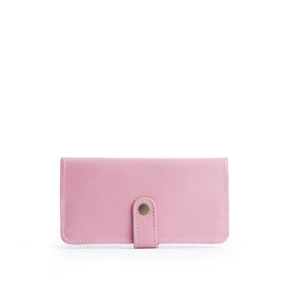 Vintage Pink | Leather wallet with snap closed