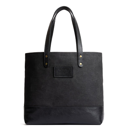 Black | Canvas tote with leather base and handles