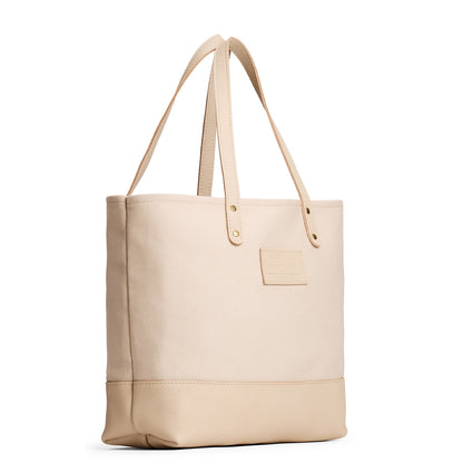 Warm Sand | Canvas tote with leather base and handles