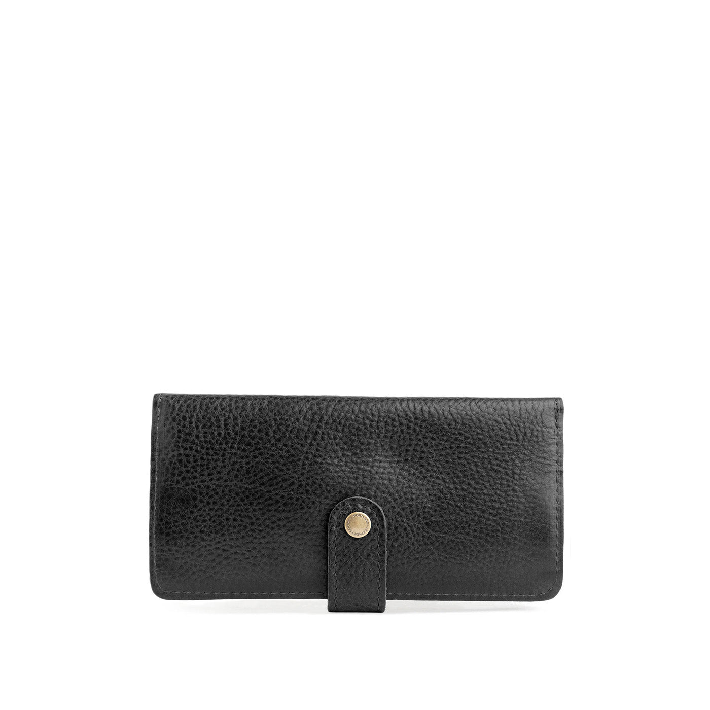 Pebbled--black | Leather wallet with snap closed