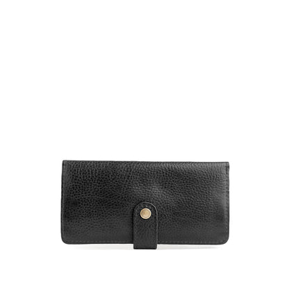 Pebbled--black | Leather wallet with snap closed
