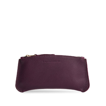 Plum*Large | Small pouch with a top zipper and unique curved bottom