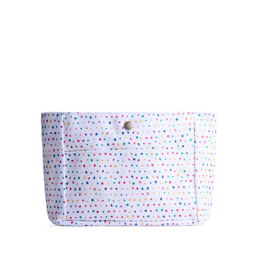 Sprinkles*Classic*Small | Back of printed canvas organizer with pockets