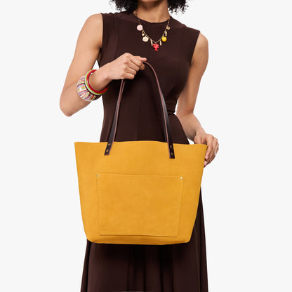 Dijon*Classic | Large leather tote bag with sturdy bridle handles and front pocket