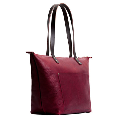 Orchid*Zipper | Large leather tote bag with sturdy bridle handles and front pocket