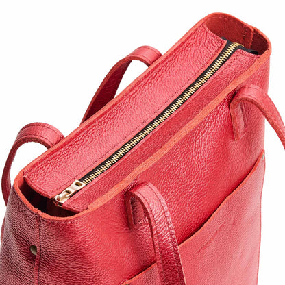Reba Red*Zipper | Medium Tote with dual shoulder straps and crossbody strap
