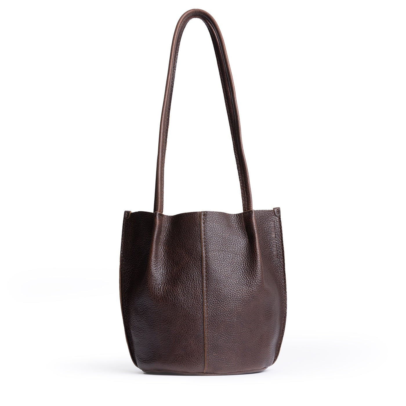 Coldbrew*Small | Petite bucket shaped tote bag with matching leather handles