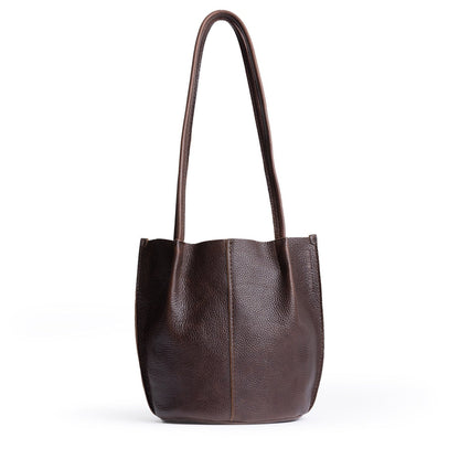 Coldbrew*Small | Petite bucket shaped tote bag with matching leather handles