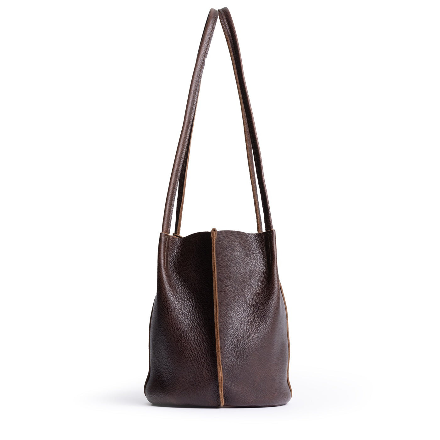 Coldbrew*Small | Petite bucket shaped tote bag with matching leather handles