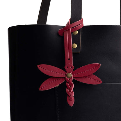 Berry Good | Dragonfly shaped leather charm tassel