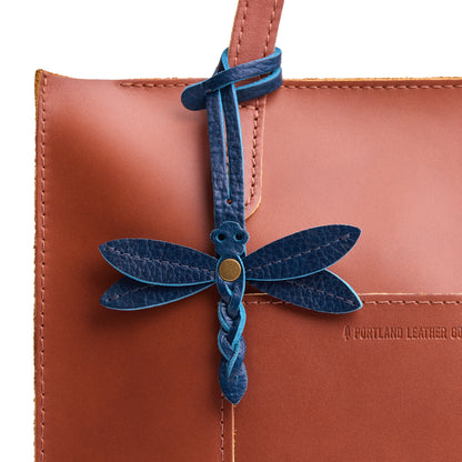 Caspian | Dragonfly shaped leather charm tassel on bag