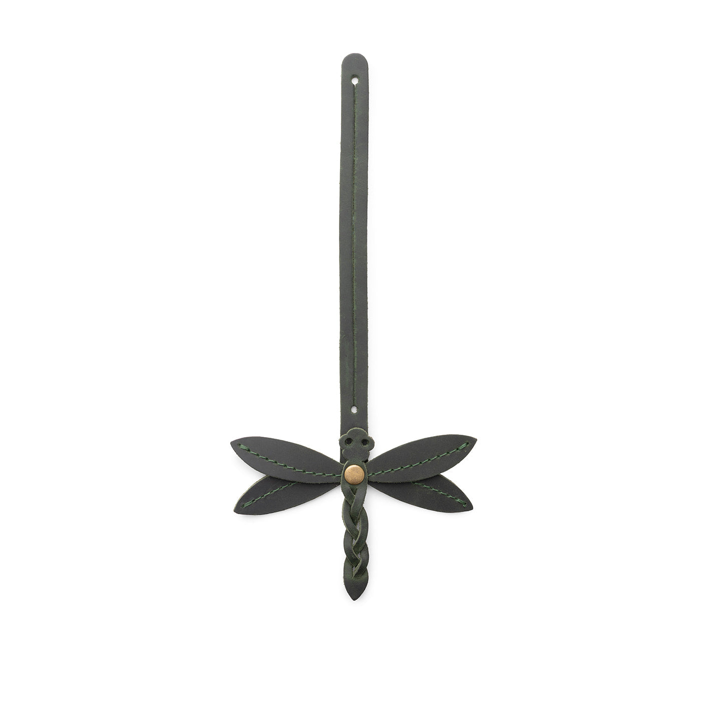 Evergreen | Dragonfly shaped leather charm tassel