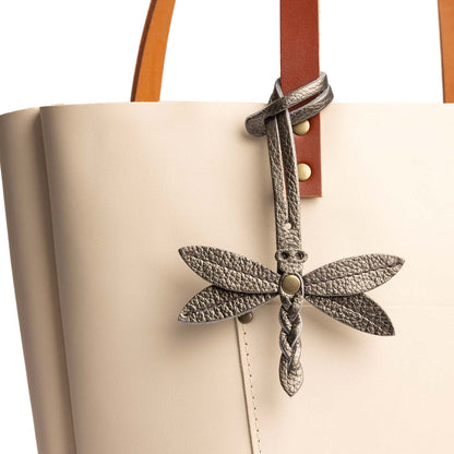 Stardust | Dragonfly shaped leather charm tassel