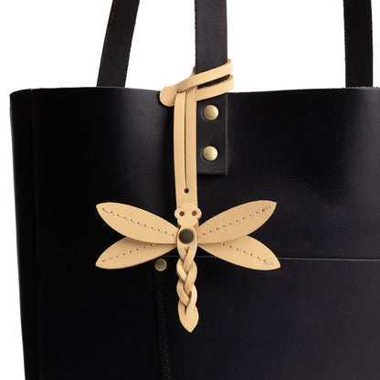 Vanilla | Dragonfly shaped leather charm tassel