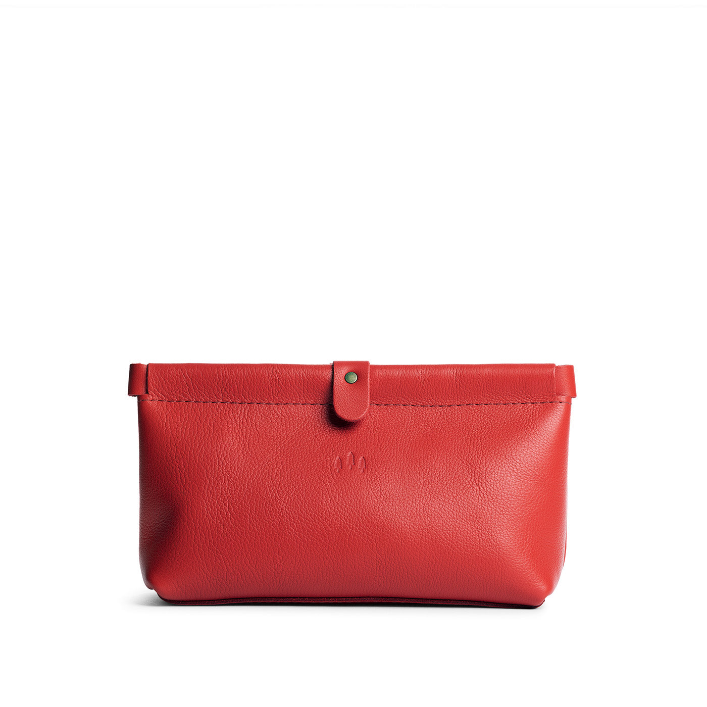 Poppy Red | Leather pouch with frame top closure and leather pull tab