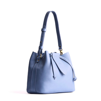 Aster*Large | Symmetrical leather bag with leather drawstring closure and adjustable shoulder strap