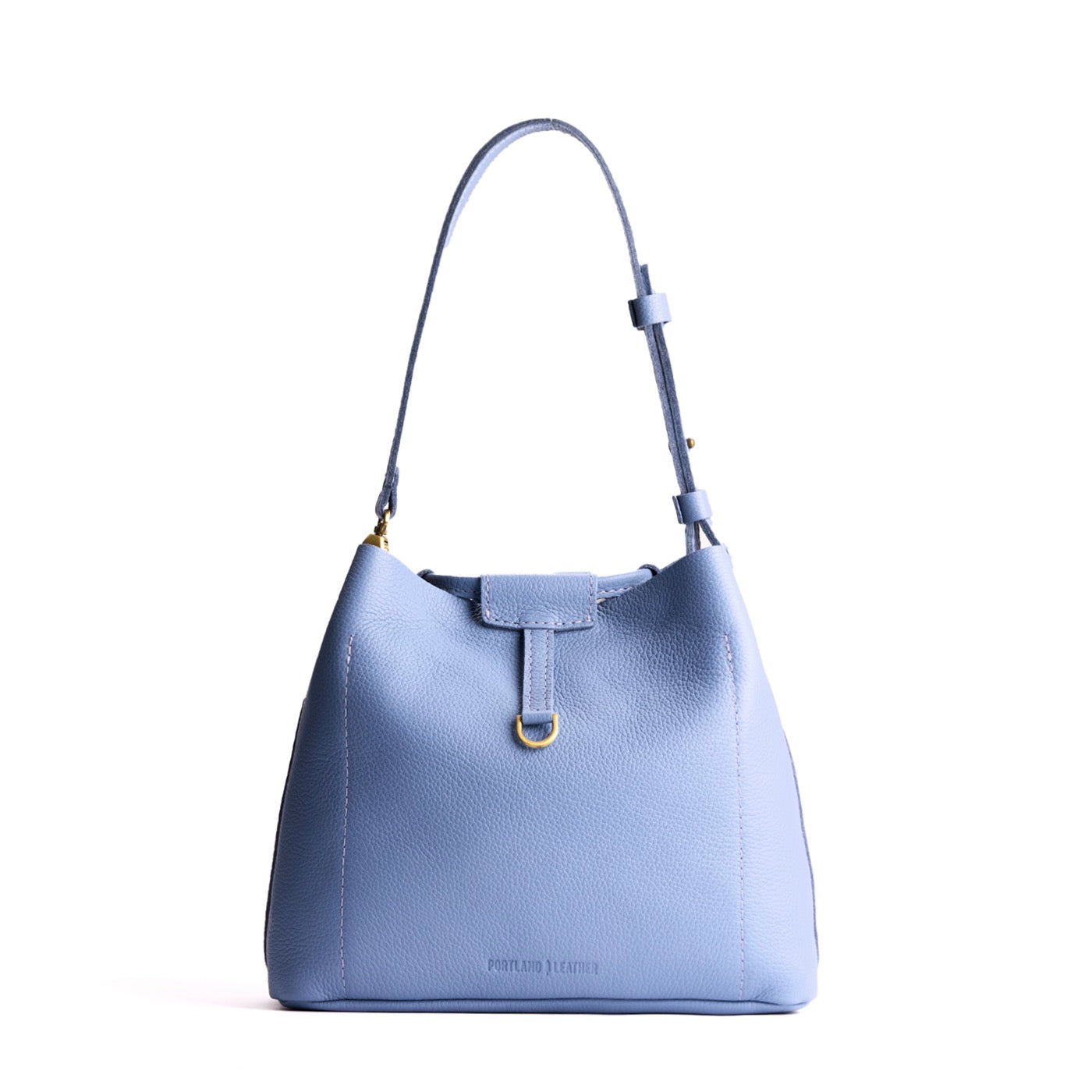 Aster*Large | Symmetrical leather bag with leather drawstring closure and back ring for accessories