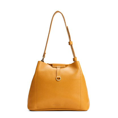 Sunshine*Large | Symmetrical leather bag with leather drawstring closure and adjustable shoulder strap