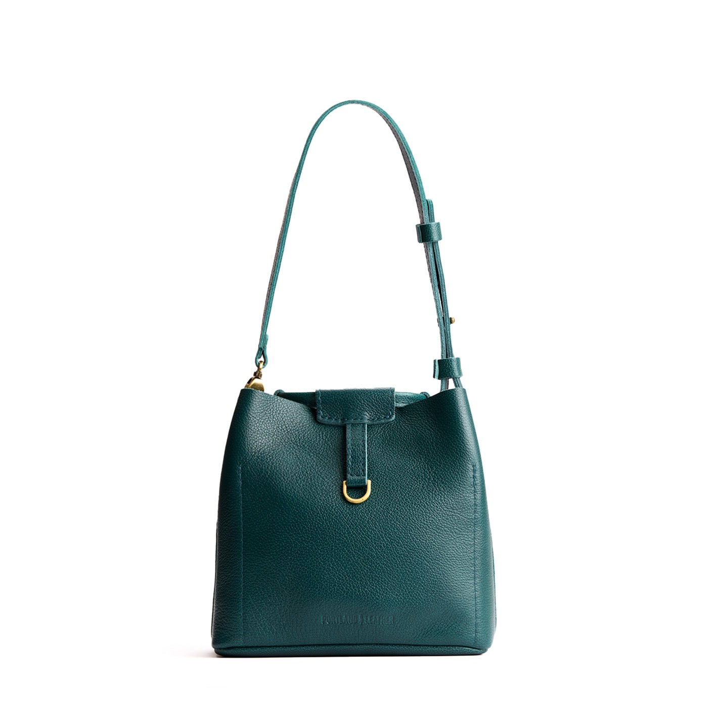 Sea Glass*Small | Symmetrical leather bag with leather drawstring closure and back ring for accessories