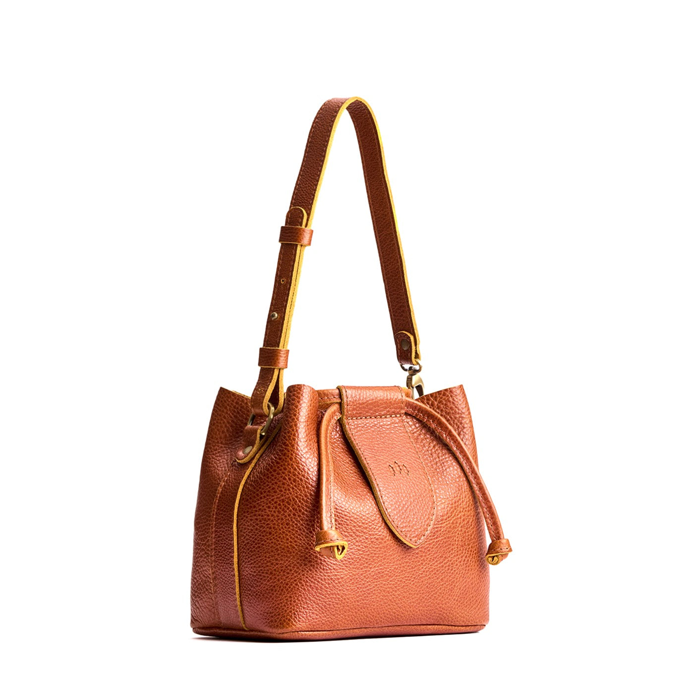 Sienna*Small | Symmetrical leather bag with leather drawstring closure and adjustable shoulder strap