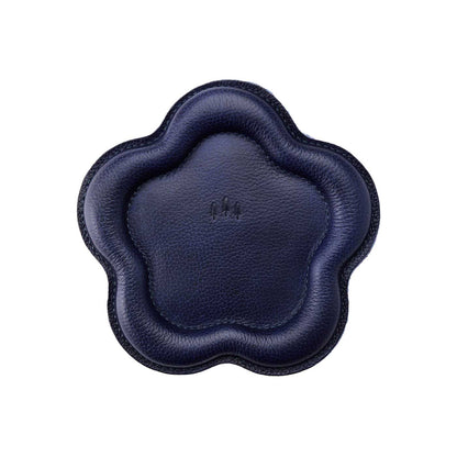 Cobalt | Floral shaped leather tray with stuffed edges