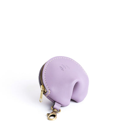 All Color: Lavender | Leather fortune cookie shaped keychain pouch