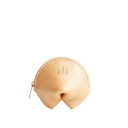 Champagne | Leather fortune cookie shaped pouch