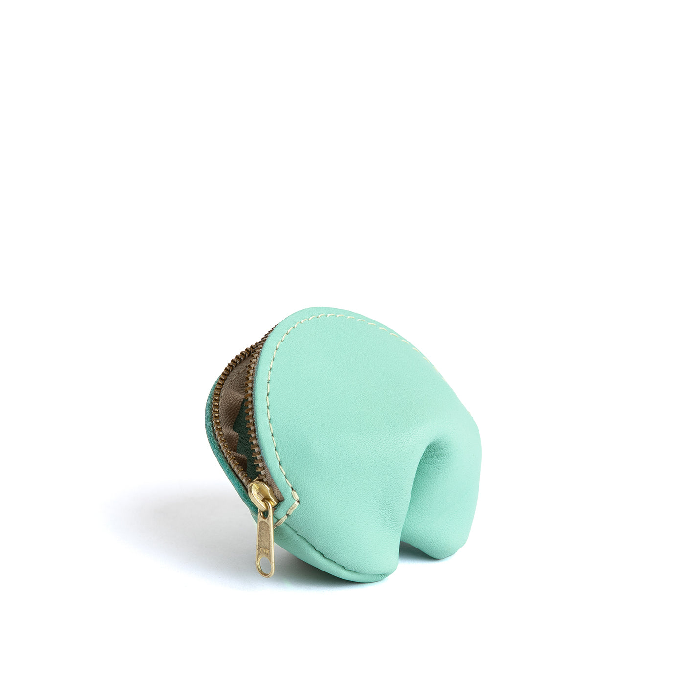 Mint | Leather fortune cookie shaped pouch