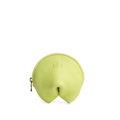 Shadow Lime | Leather fortune cookie shaped pouch