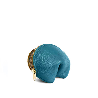 Turquoise | Leather fortune cookie shaped pouch
