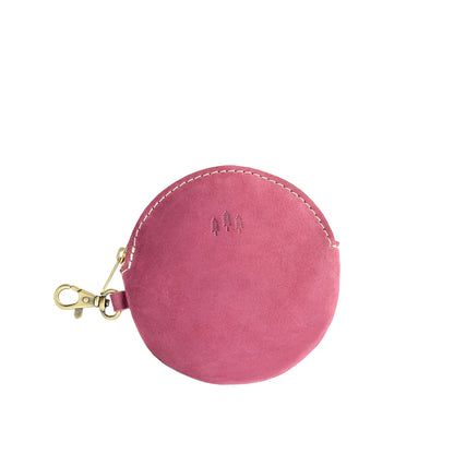 All Color: Foxglove | Leather flat round keychain pouch