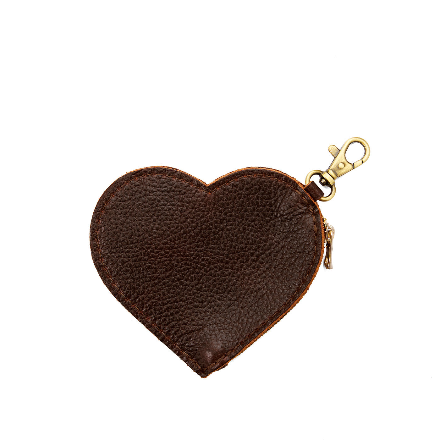 Coldbrew | Heart-shaped leather pouch keychain with zipper top and lobster clasp