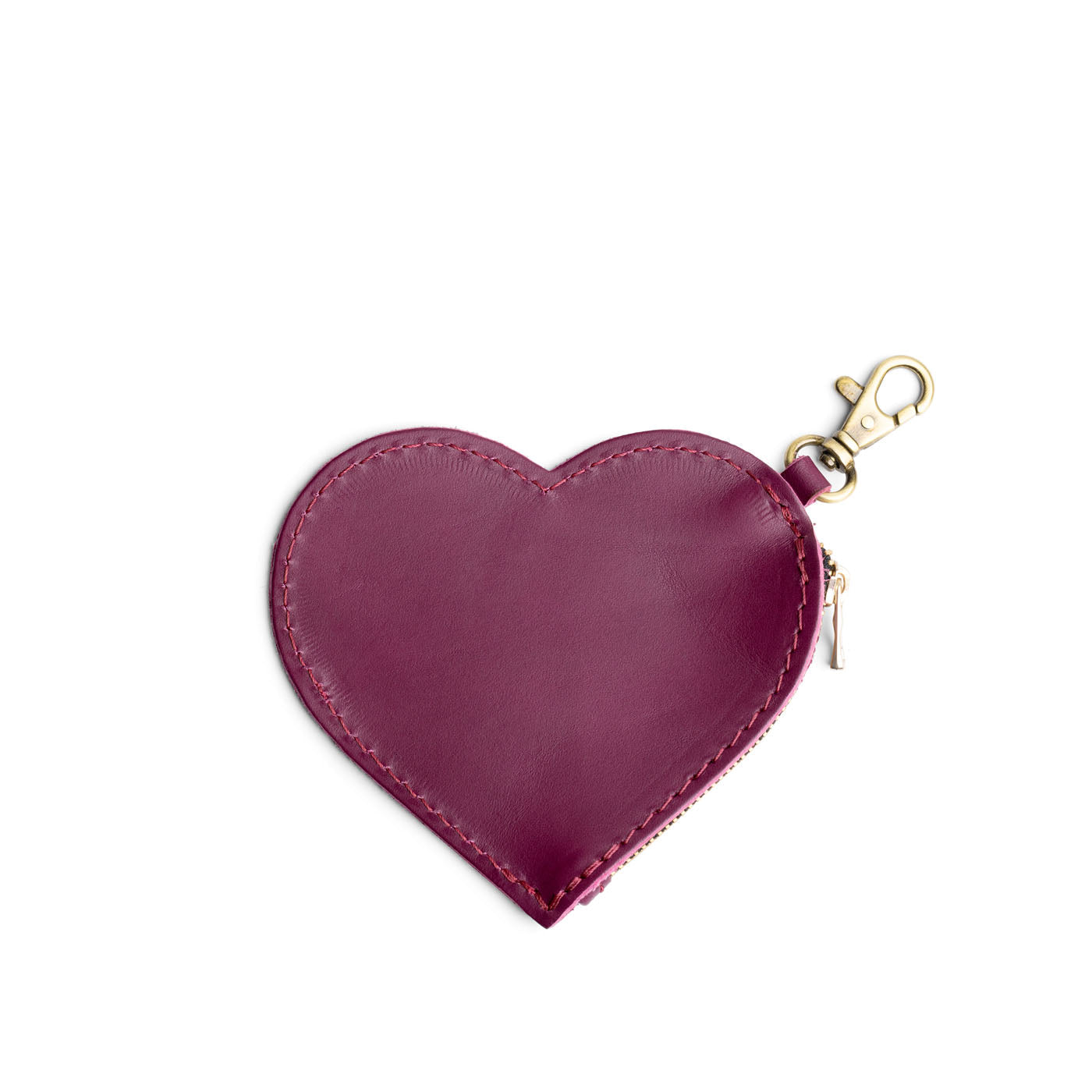 Lollipop | Heart-shaped leather pouch keychain with zipper top and lobster clasp