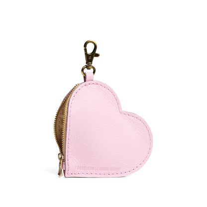 Pinkaboo | Heart-shaped leather pouch keychain with zipper top and lobster clasp