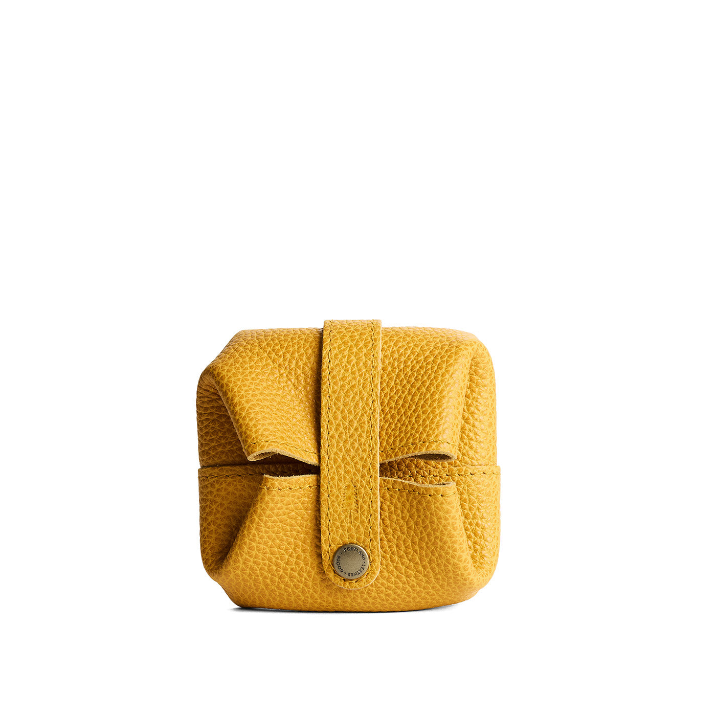 Sunshine | Foldable square leather pouch with snap closure closed
