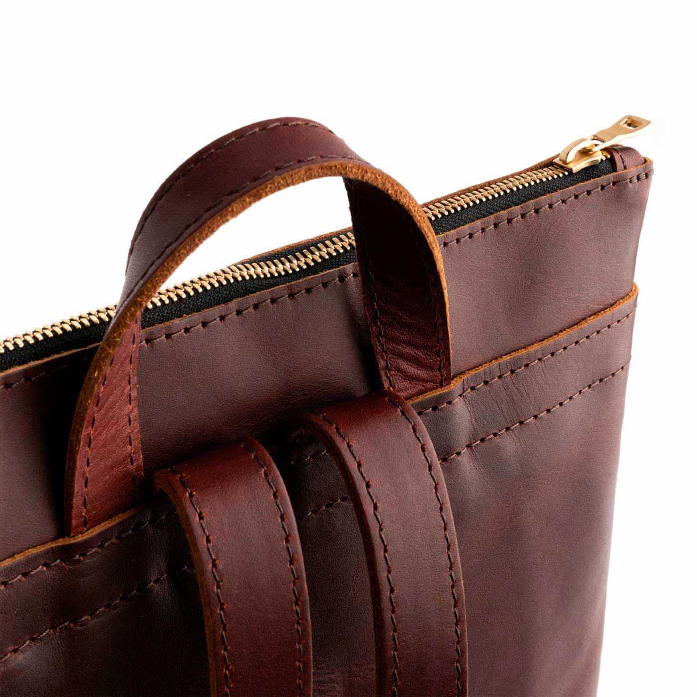 All Color: Cognac | Rectangular slim leather backpack