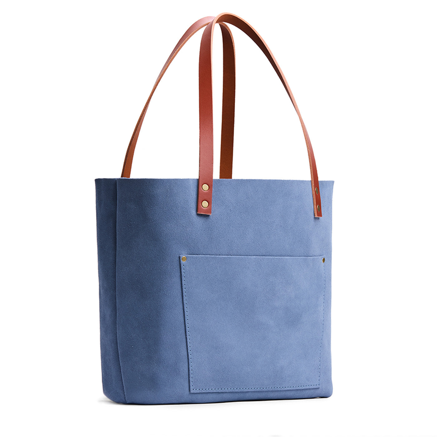 Denim*Classic | Large leather tote bag with sturdy bridle handles and front pocket