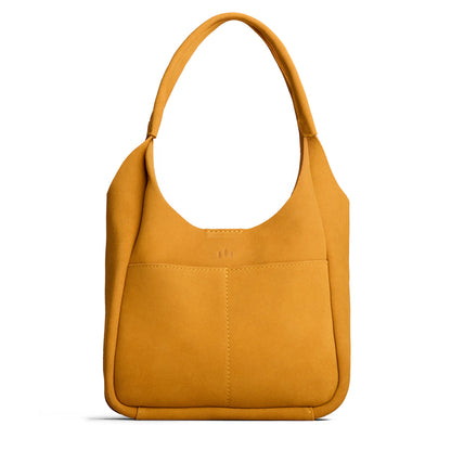 Dijon*Large | U-shaped, flat-bottomed leather shoulder bag with two outside pockets