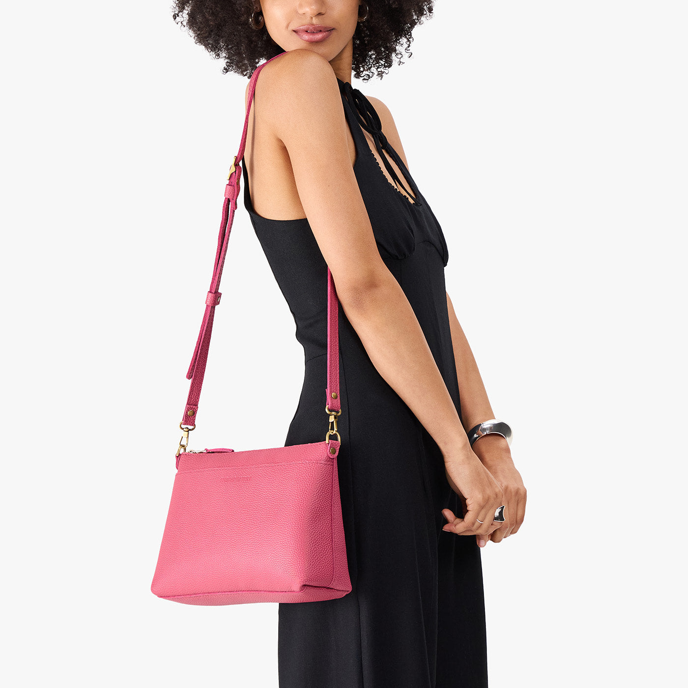 Wild Rose*Large | Zip top crossbody bag with detachable strap